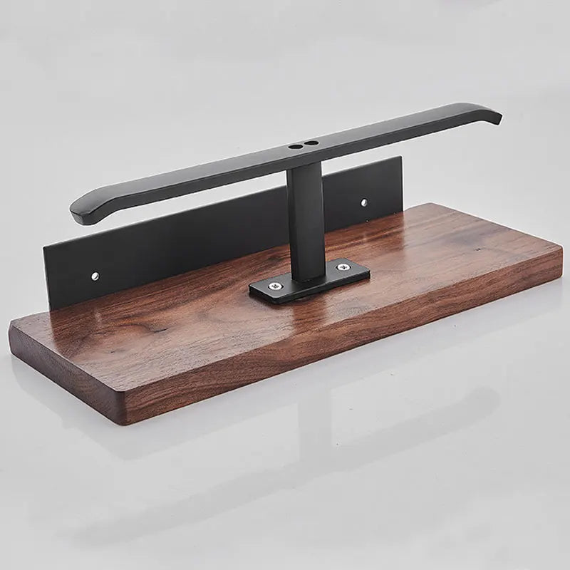 Walnut Bathroom Shelf with Toilet Paper Holder