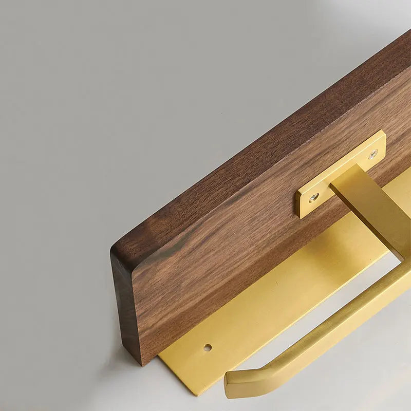 Dual Hook Wooden Toilet Paper Holder