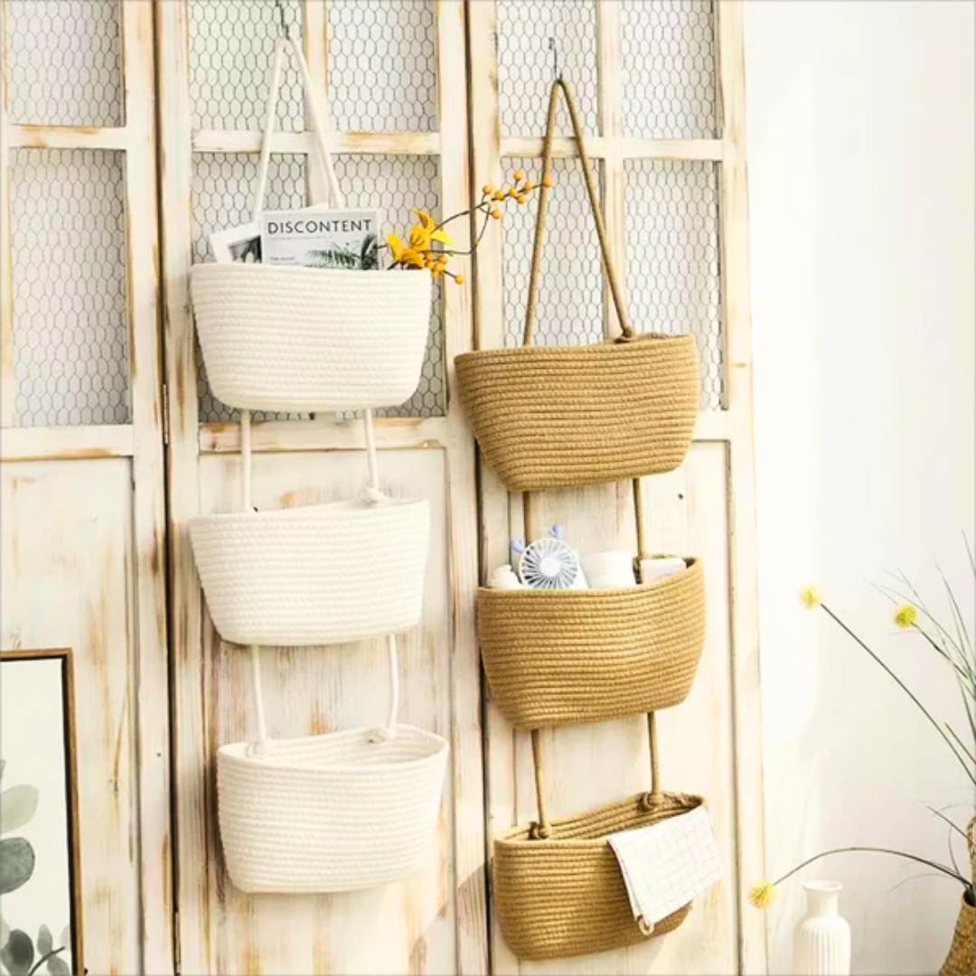 Petal Pottery Hanging Storage Baskets