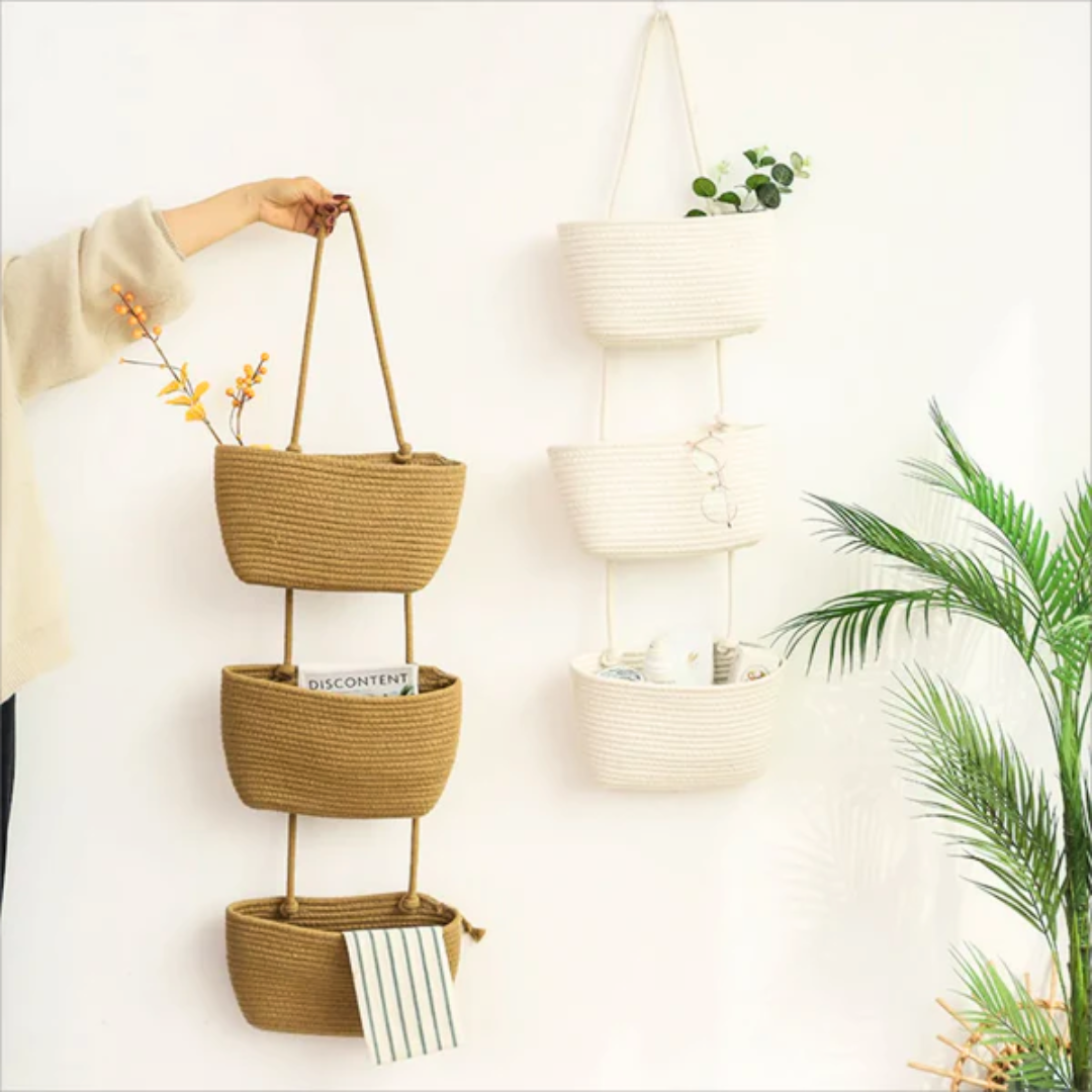 Petal Pottery Hanging Storage Baskets