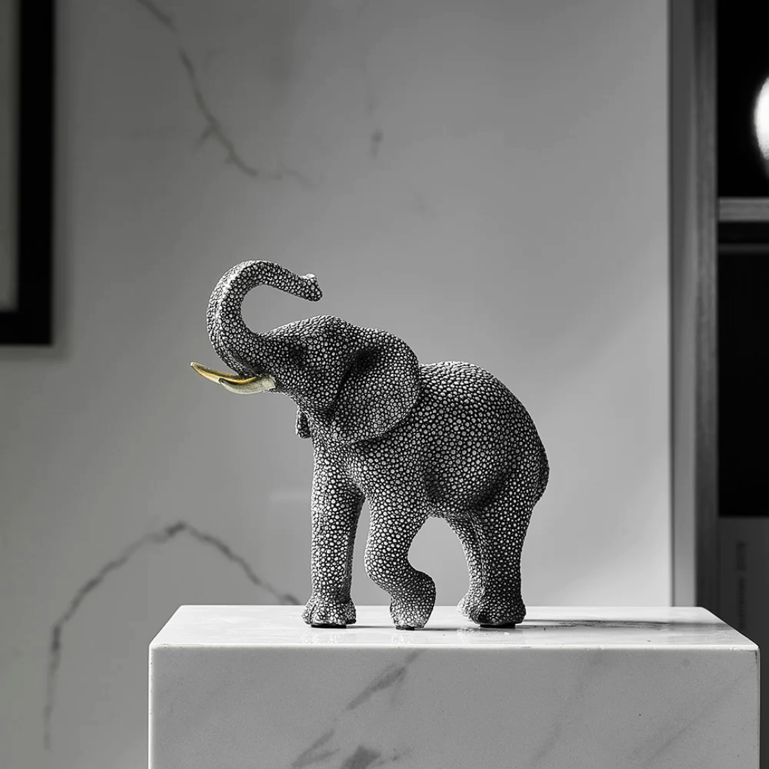 Dual-Generational Polka Dot Elephant Sculpture Duo