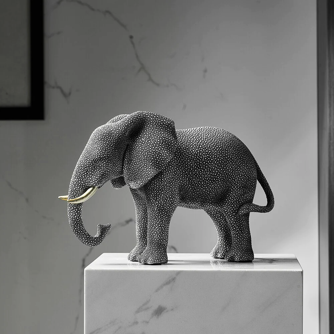 Dual-Generational Polka Dot Elephant Sculpture Duo