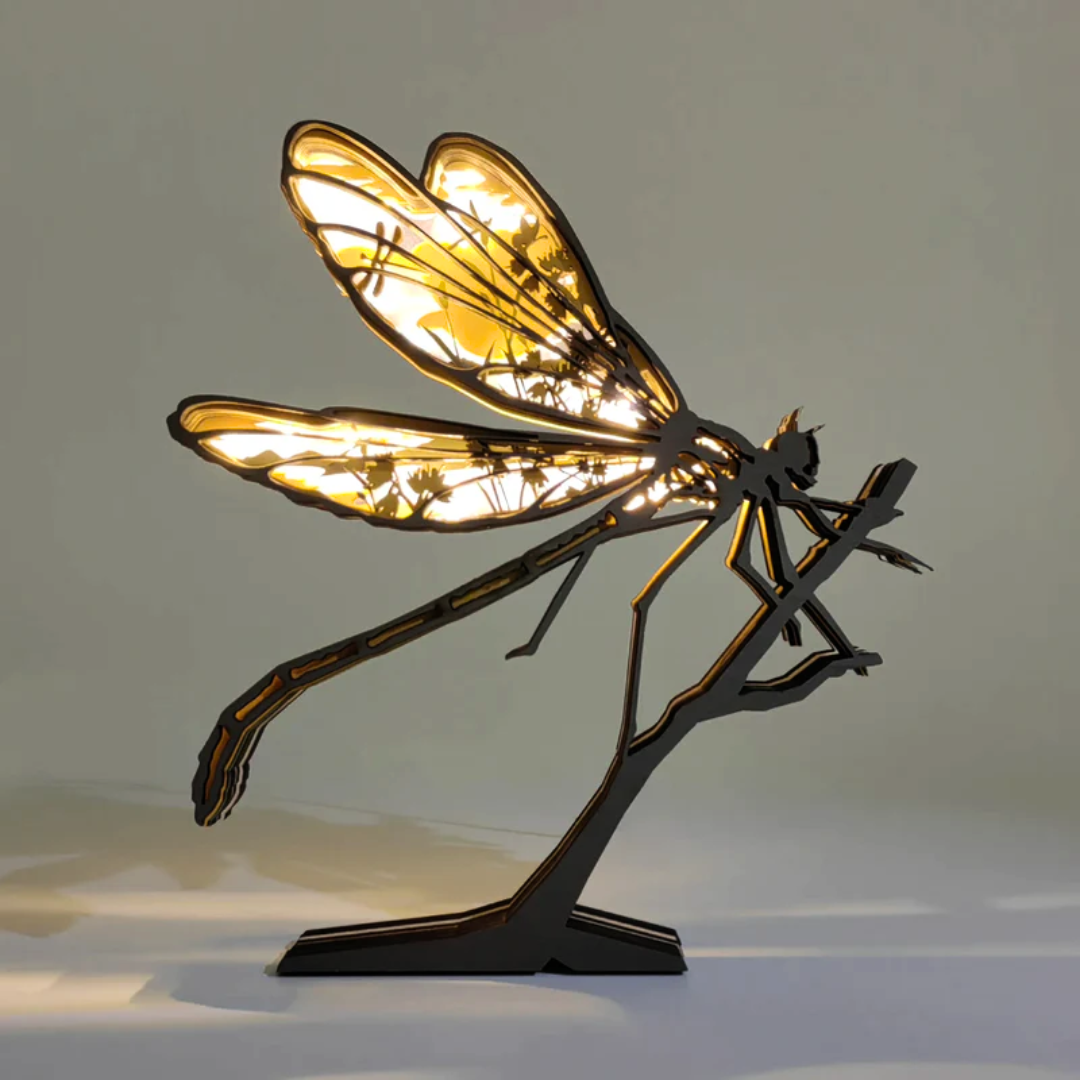 Wooden Dragonfly Lamp