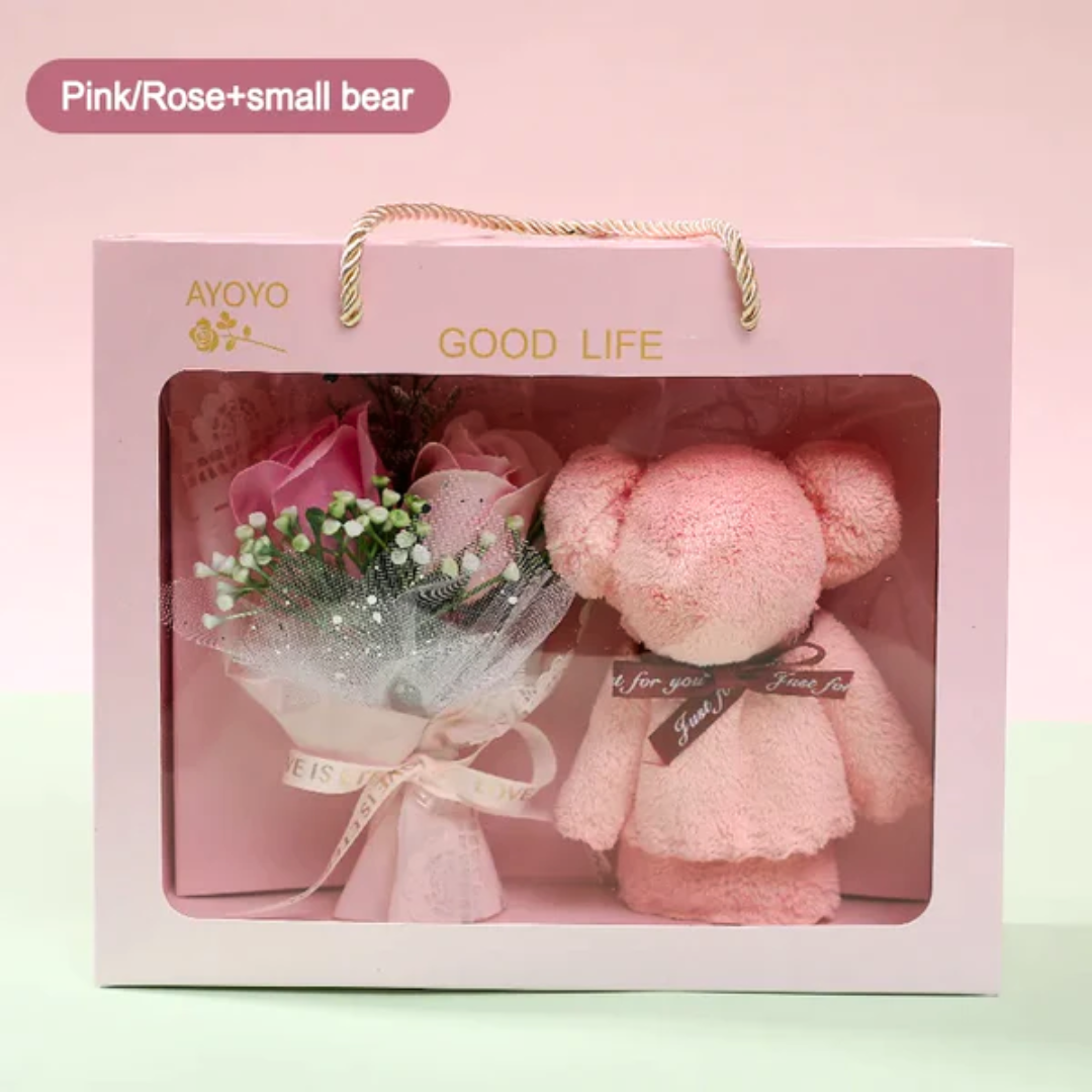 CupidBear Plush &amp; Floral Gift Set