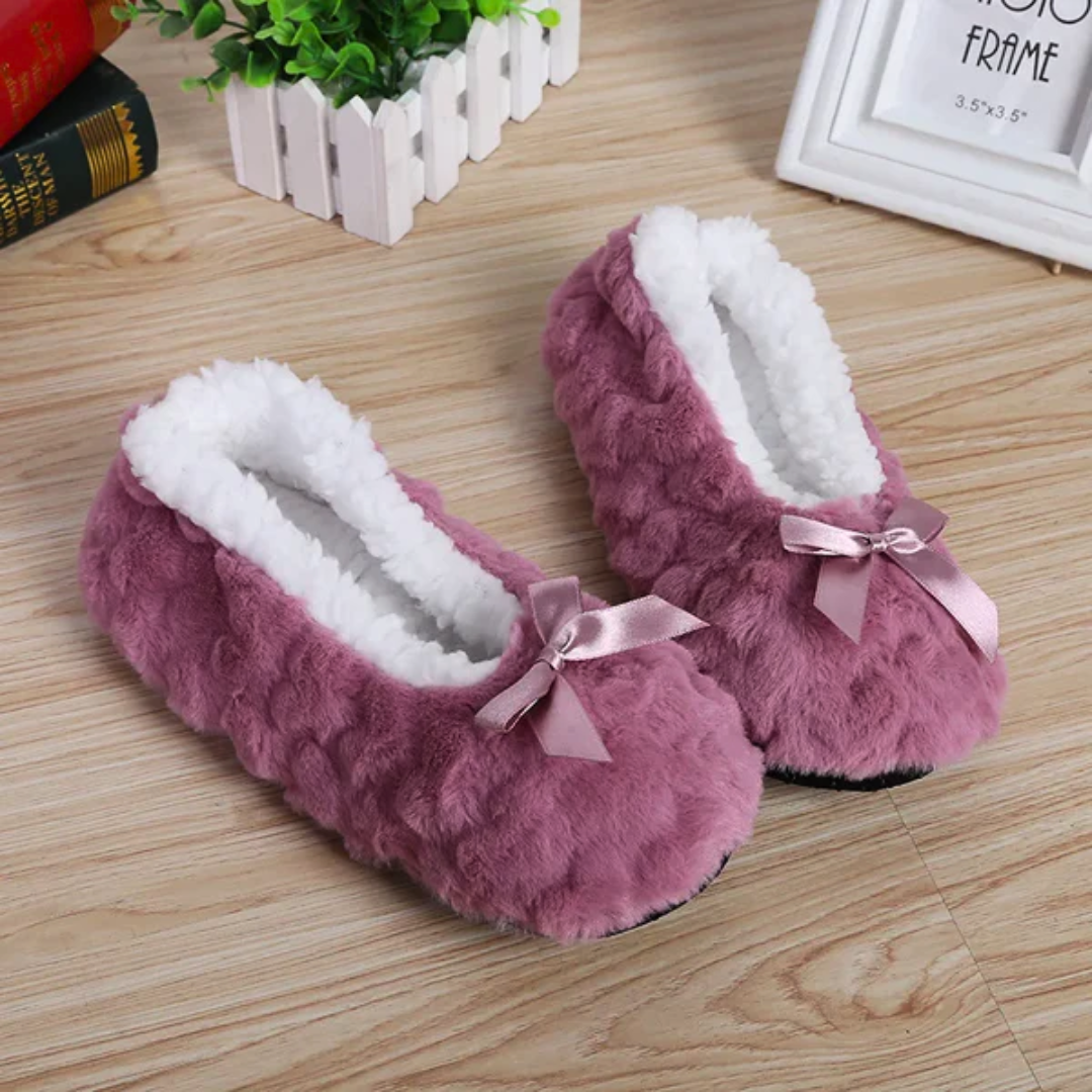 Fluffy Bow Slippers