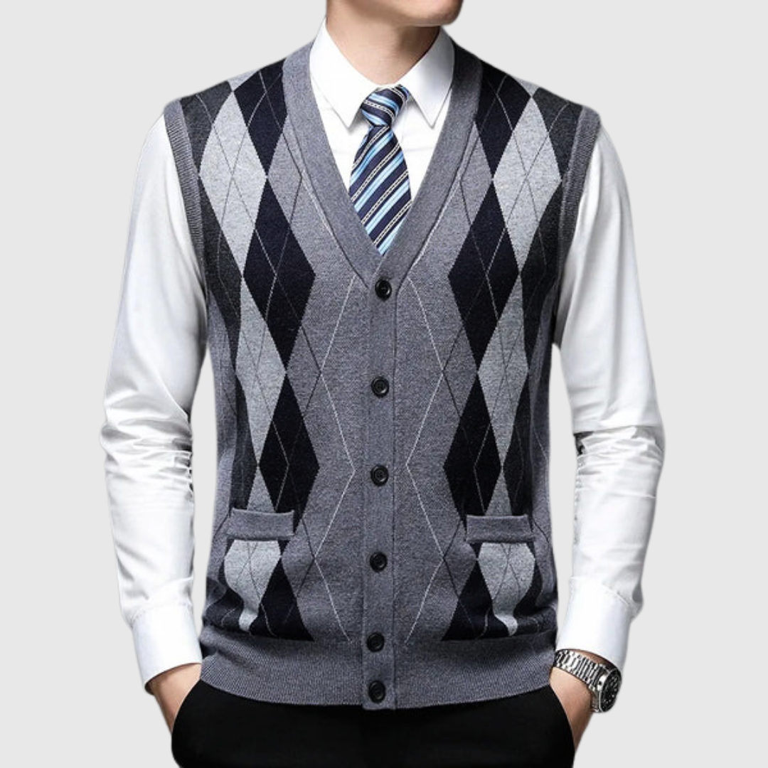 James Hawthorne Classic V-Neck Argyle Vest