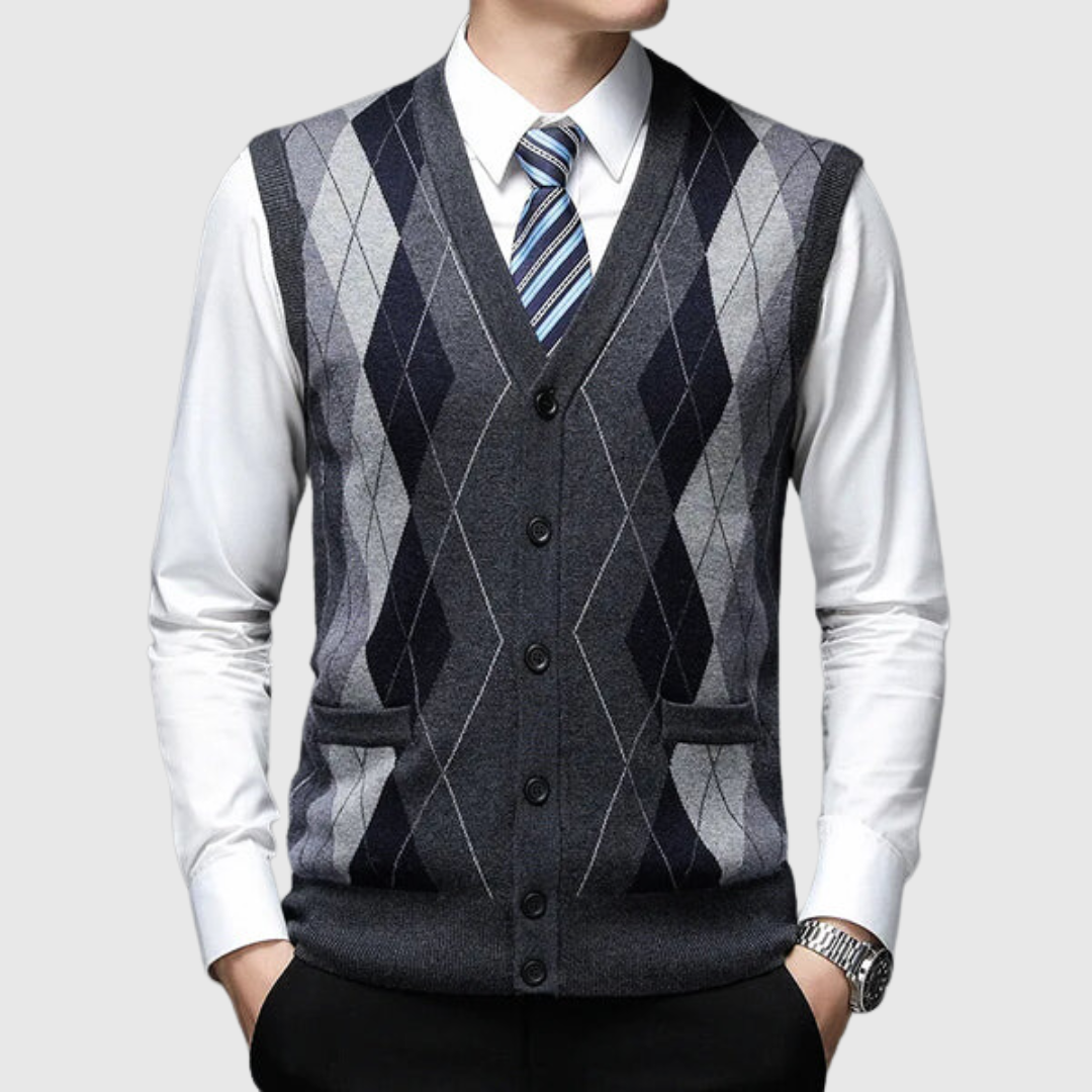 James Hawthorne Classic V-Neck Argyle Vest