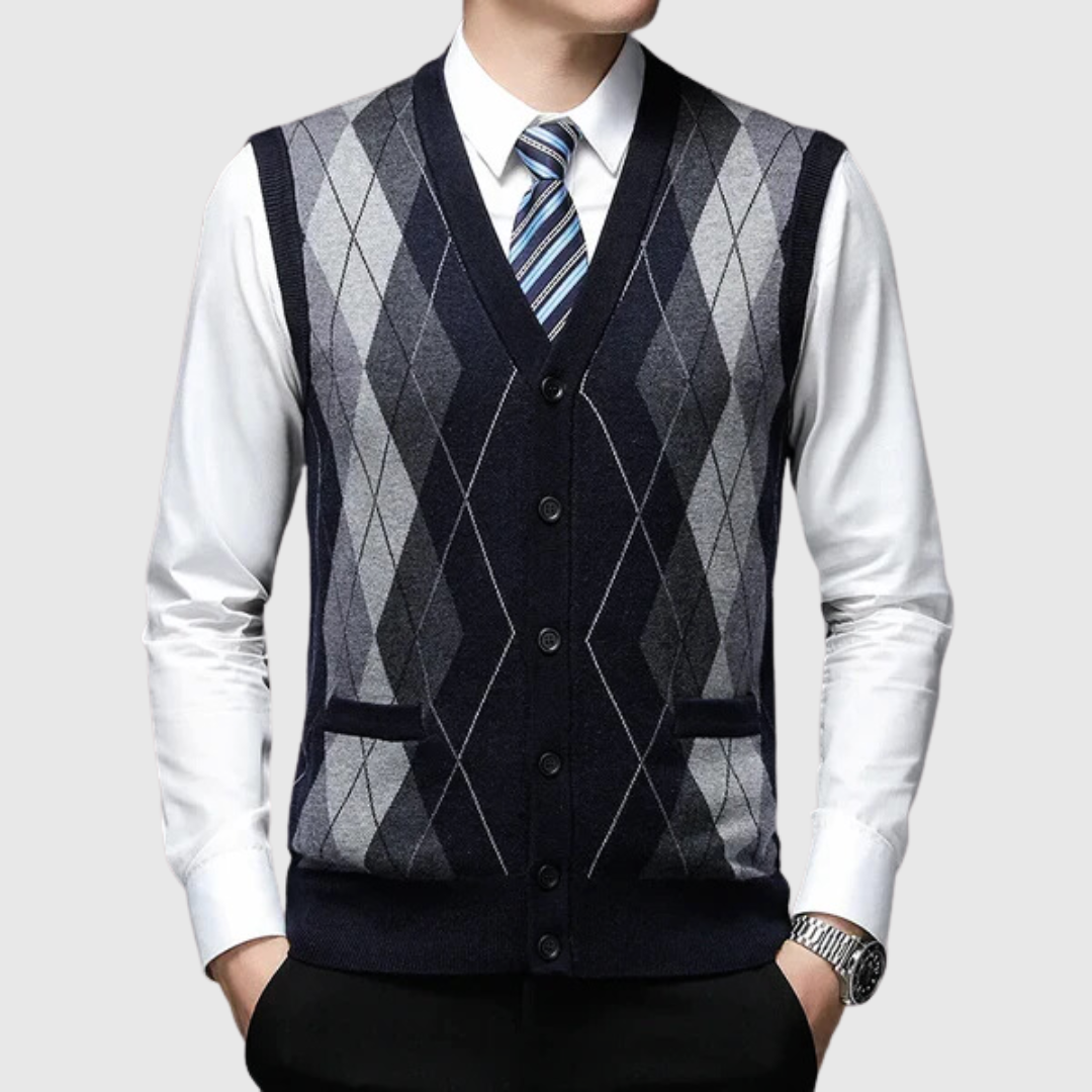 James Hawthorne Classic V-Neck Argyle Vest