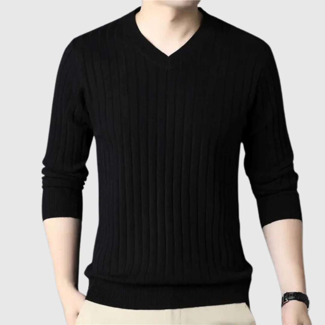 The Hudson Carter Ribbed Knit V-Neck Sweater