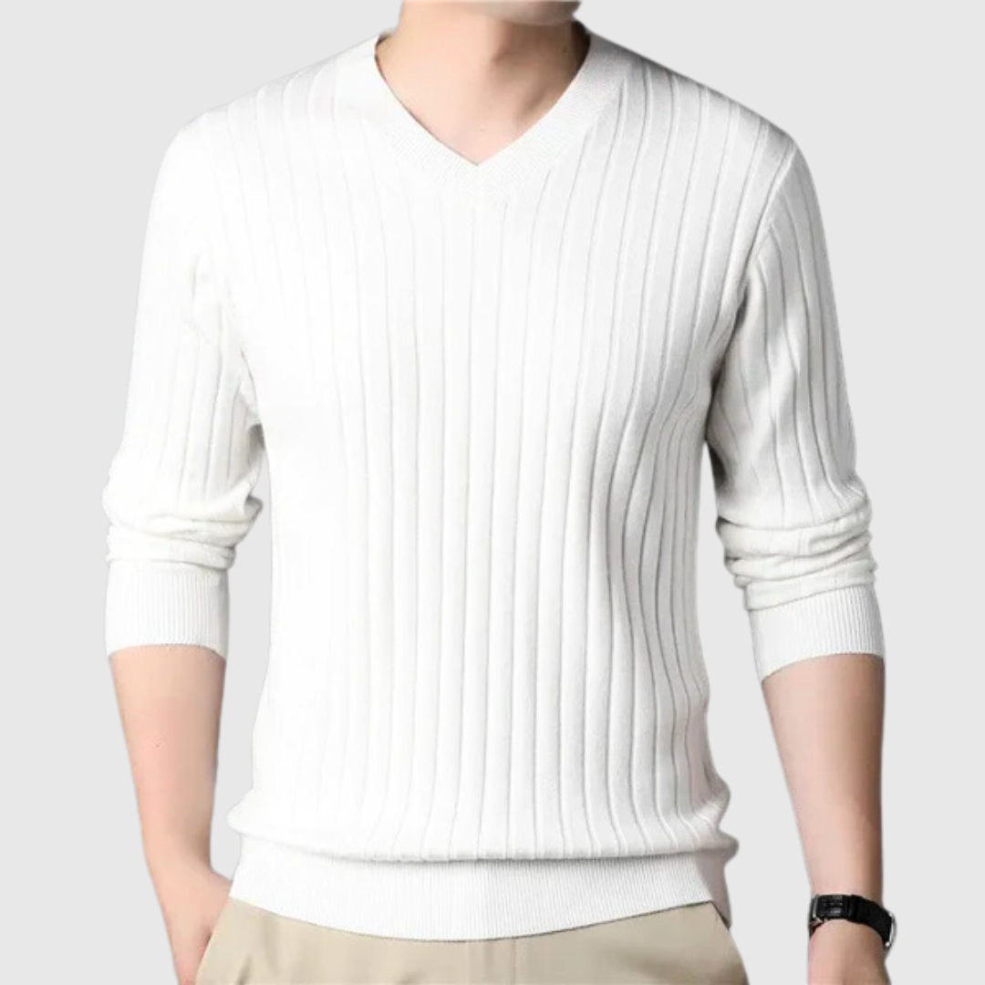 The Hudson Carter Ribbed Knit V-Neck Sweater