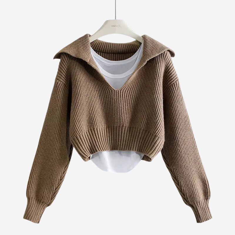 Silken Thread Cropped Knit Sweater