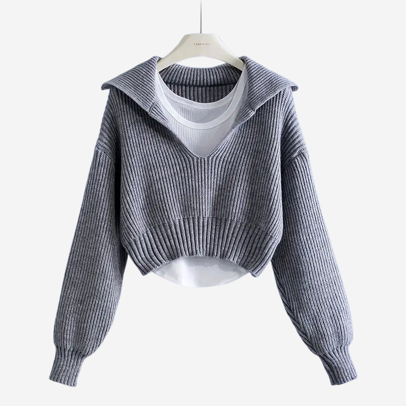 Silken Thread Cropped Knit Sweater